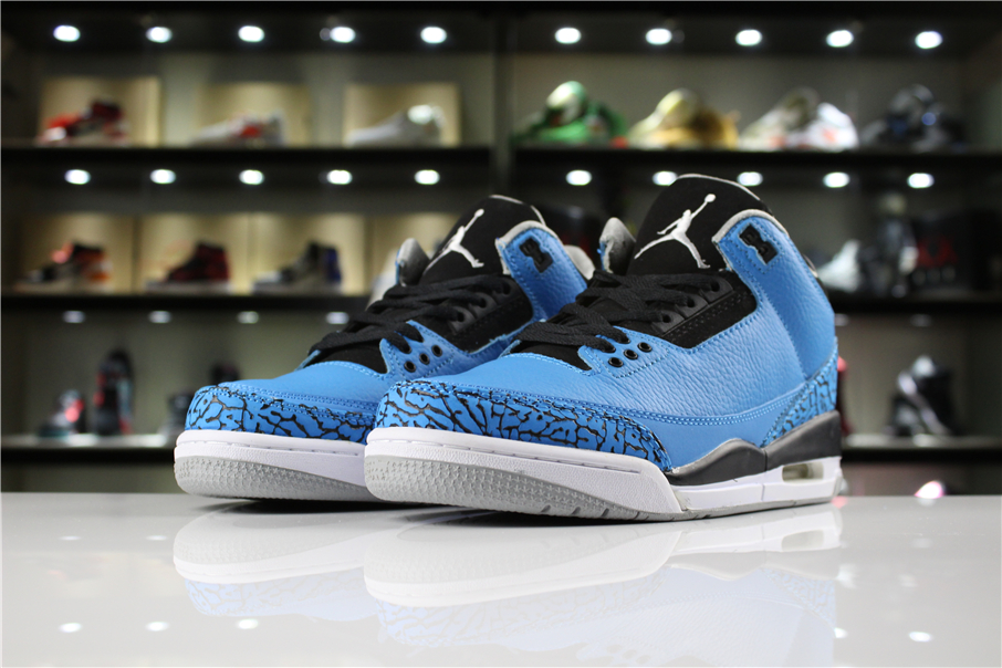 Air Jordan 3 Retro Powder Blue Dark Powder Blue Black-Wolf Grey-White Shoes